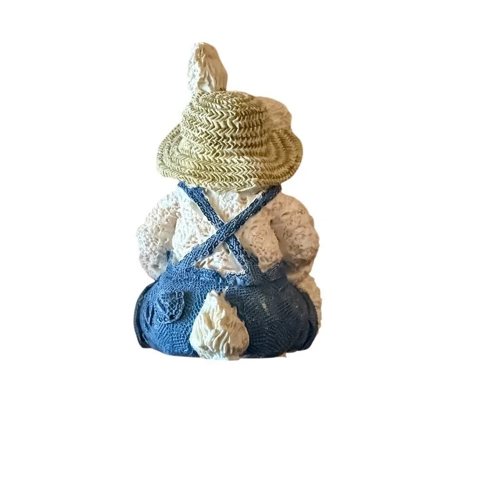 Cherished Teddies Vintage Bunny Rabbit Figurine Straw Hat Watering Can farmhouse